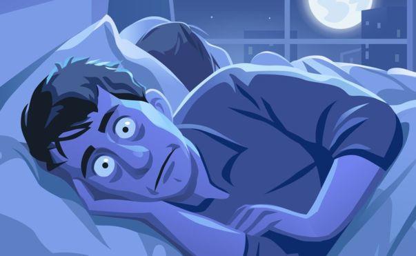 Animated Man with Eyes Wide Open at Night