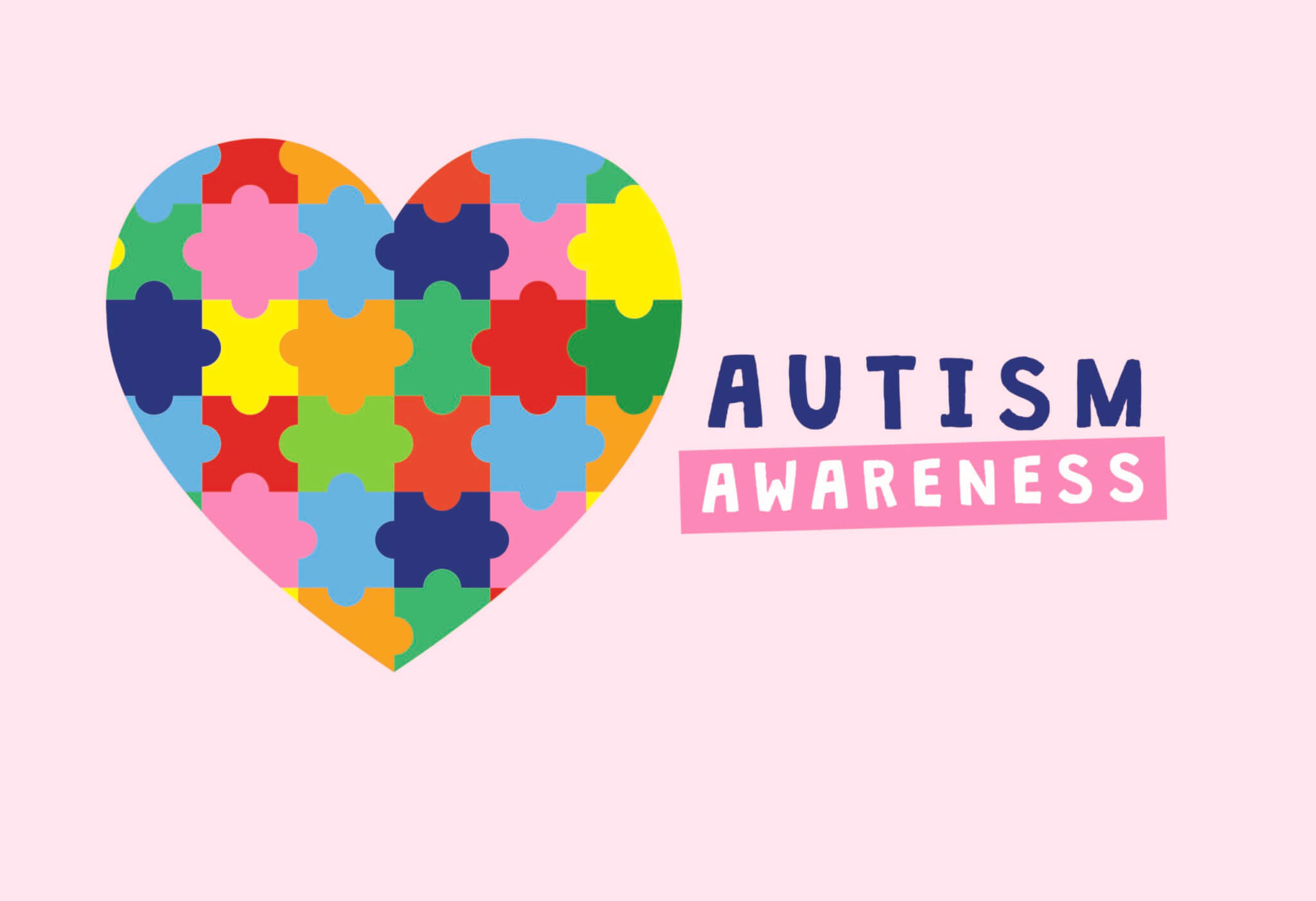Autism Awareness Poster with Colourful Puzzle Pieces Forming a Heart