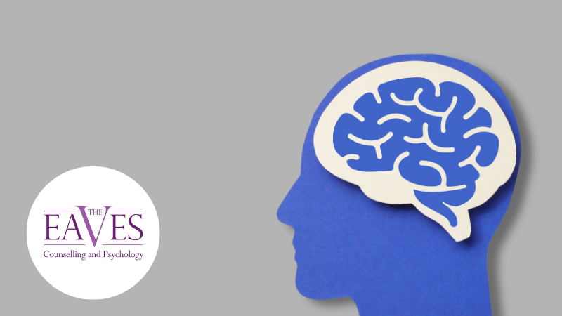 Illustration of a human head silhouette with a brain symbol representing mental health awareness and inequality