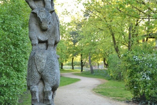 Park with sculpture and path