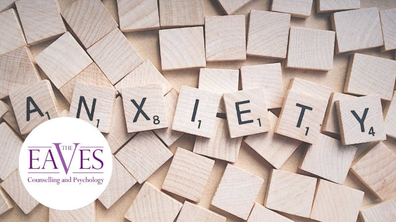 Wooden letter blocks arranged to spell the word “Anxiety,” representing common mental health challenges and emotional wellbeing.