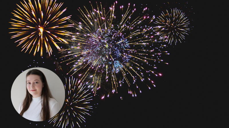 Colourful fireworks lighting up a black night sky, symbolising reflection, new beginnings and mindfulness in the present moment.