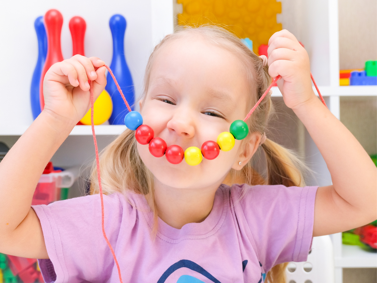 Smiling young child during a therapy session