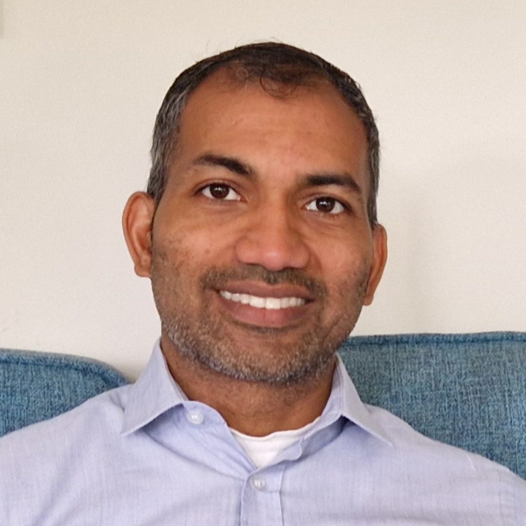 Portrait of Baskaran Savadamuthu, Cognitive Behavioural Therapist at The Eaves in Guildford.
